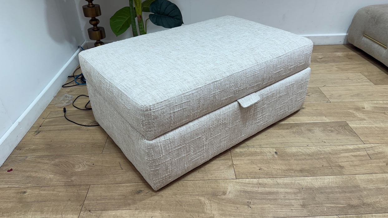Sofology Cove Fabric Large Storage Footstool in Artisan Chenille Ecru