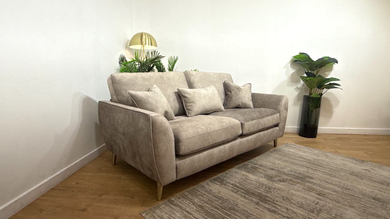 Sofology Hackney Fabric 3 Seater Sprung Seats in Lifestyle Dapple Fabric Stone
