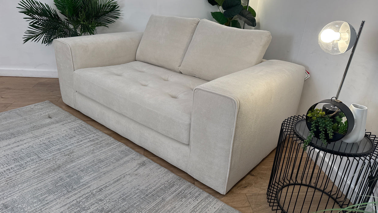 Sofology Ascot Fabric 2 Seater Bench Seat in Soft Sherpa Natural Mix