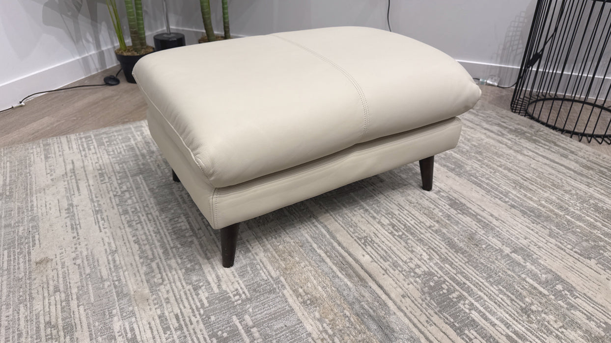 Sofology Adler Leather Desiner Footstool in Bone China