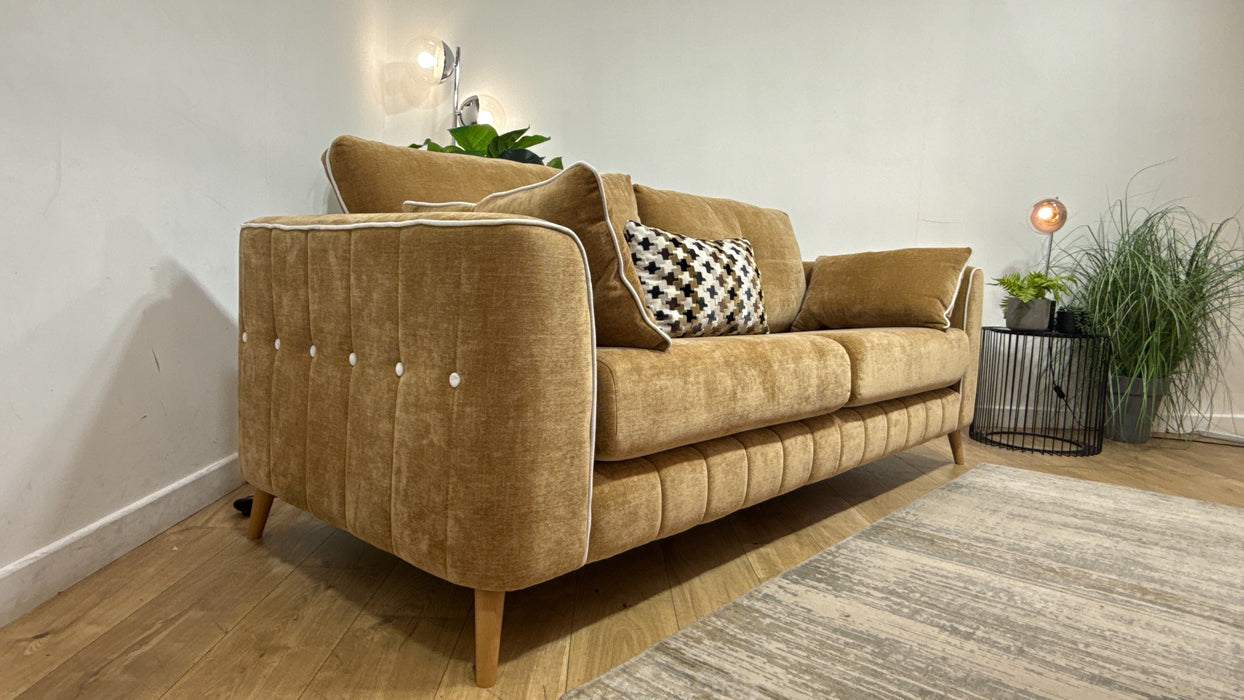 Sofology Remy Fabric 4 Seater in  Soft Chenille Almond Mix With Natural Contrast Piping
