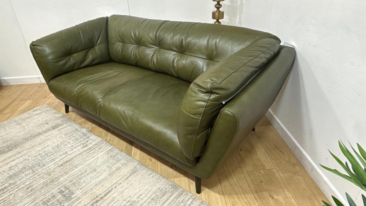 Sofology Hygge Leather 3 Seater in Relaxed Soft Olive
