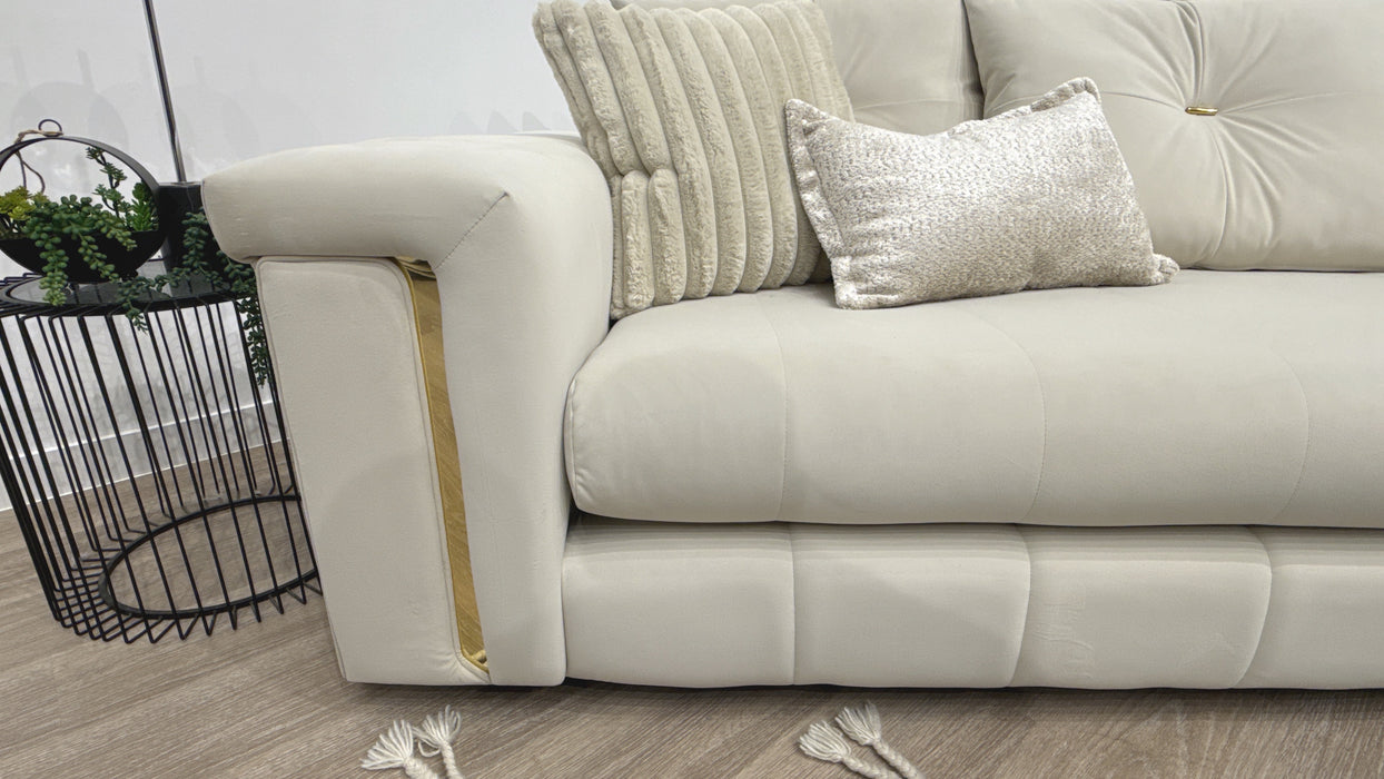 Sofology Oscar 4 Seater Fabric Sofa in Super Matt Velvet Ecru