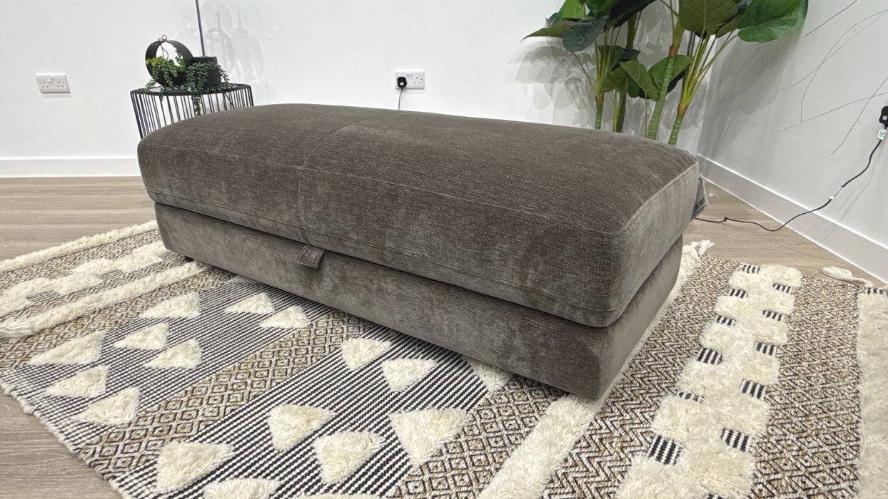 Sofology Harrington Fabric Designer Storage Footstool in Luxury Deep-Pile Chenille Mole Montreal Mole