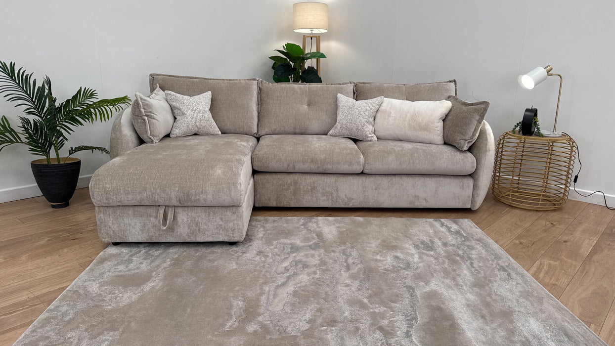 Sofology The Portobello Fabric Chaise 3 Seater Foam with Storage in Luxury Chenille Linen