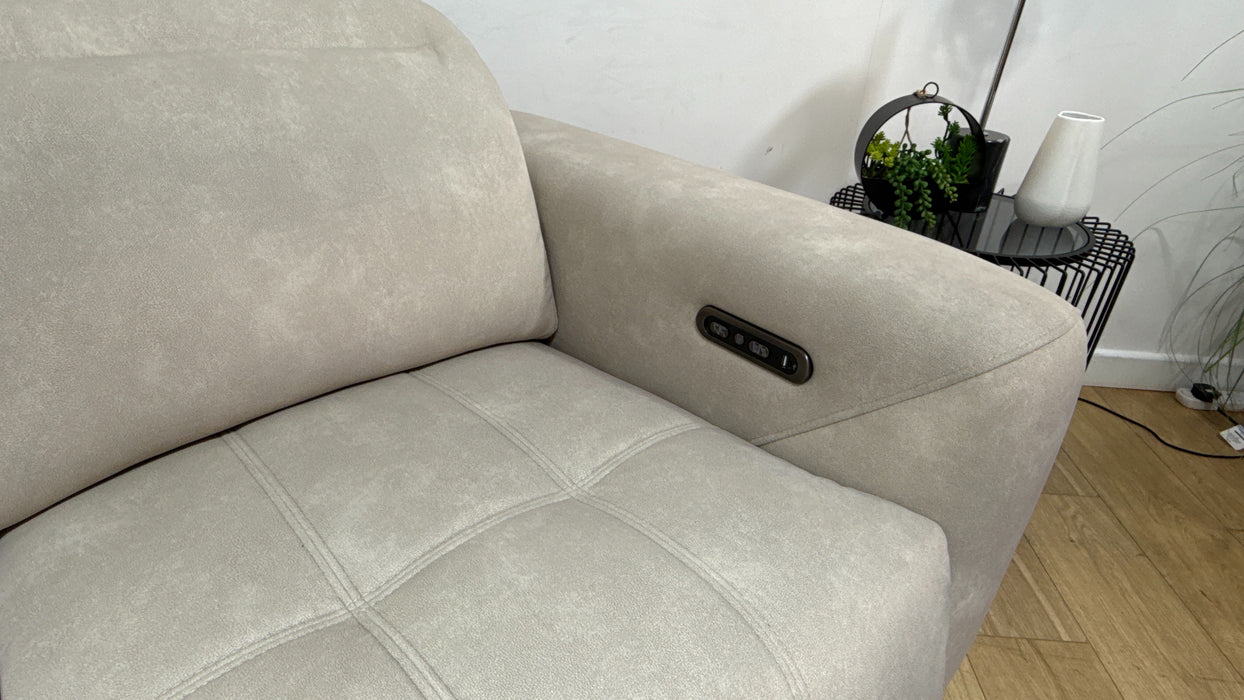 Sofology Marvella Fabric 3 Seater Power Recliner/Headrest in Lifestyle Flecked Ivory