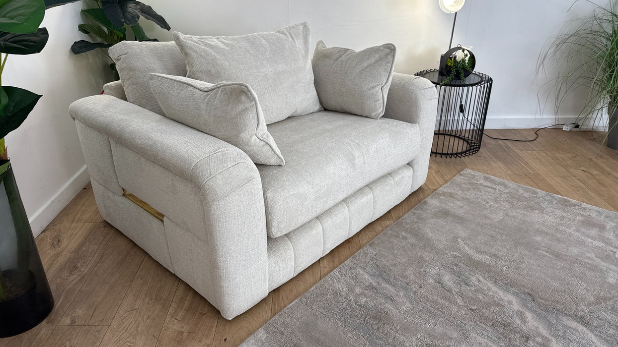 Sofology The Westwood Fabric Loveseat Gold Trim in Teddy Chenille Mist