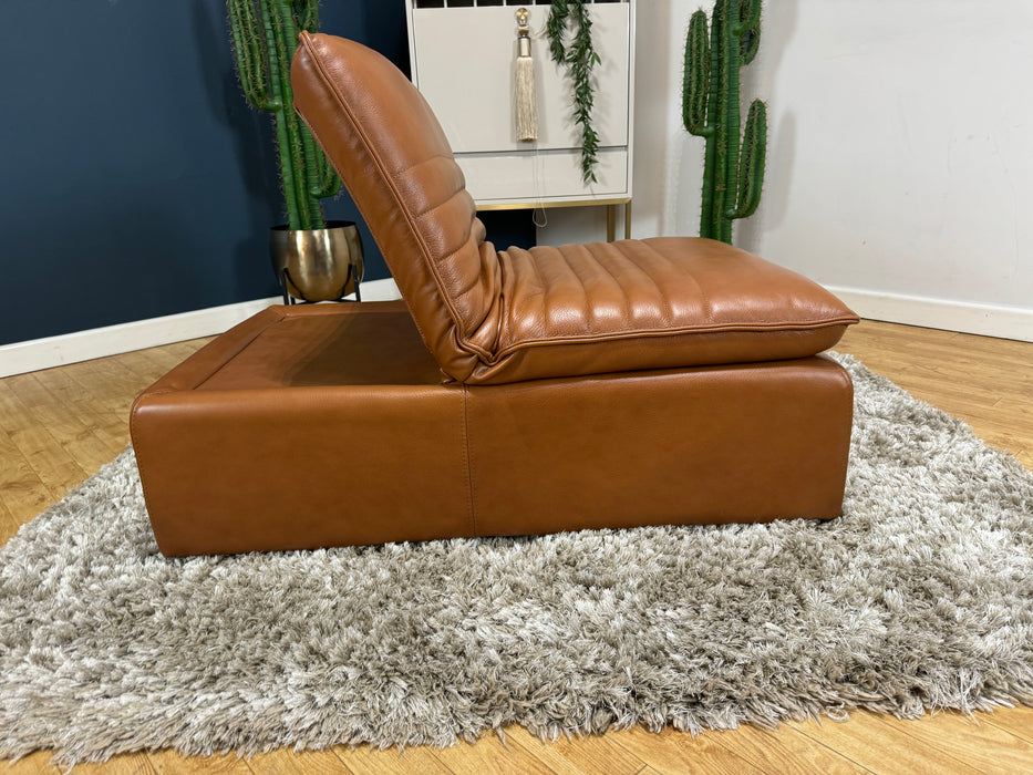 Laurence Leather Dual Footstool - Embossed Cognac (WA2)