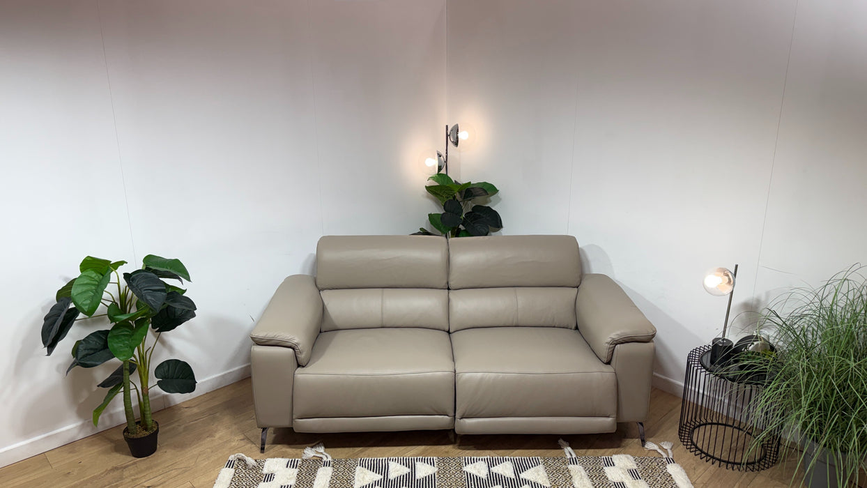 Sofology Fratelli Leather 2.5 Seater Power Recliner/Headrest in Trusty Embossed Stone