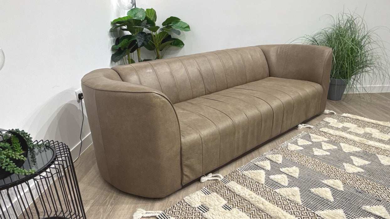 Sofology 4 Seater Leather Sofa in Relaxed Natural