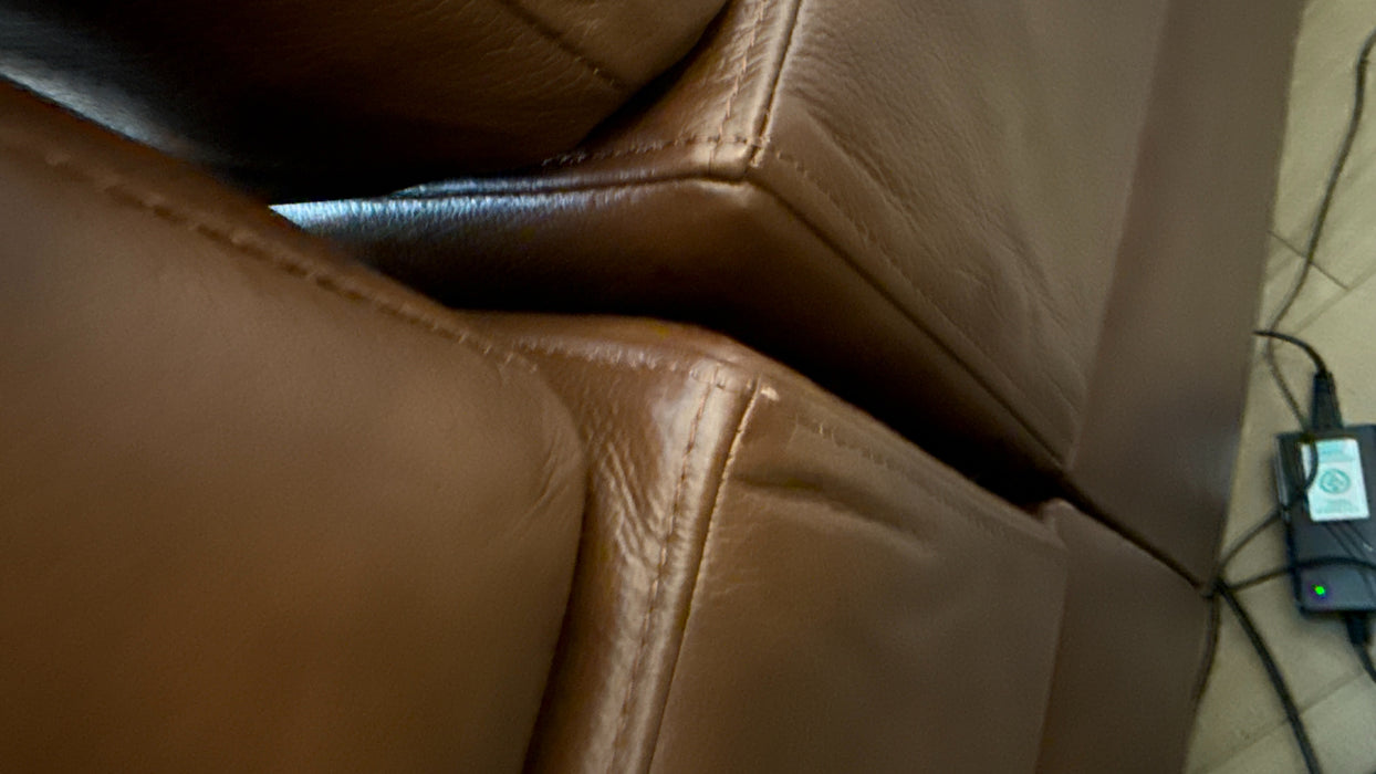 Sofology The Fratelli Leather 2 Seater Power Recliner/Headrest in Trusty Embossed Chestnut