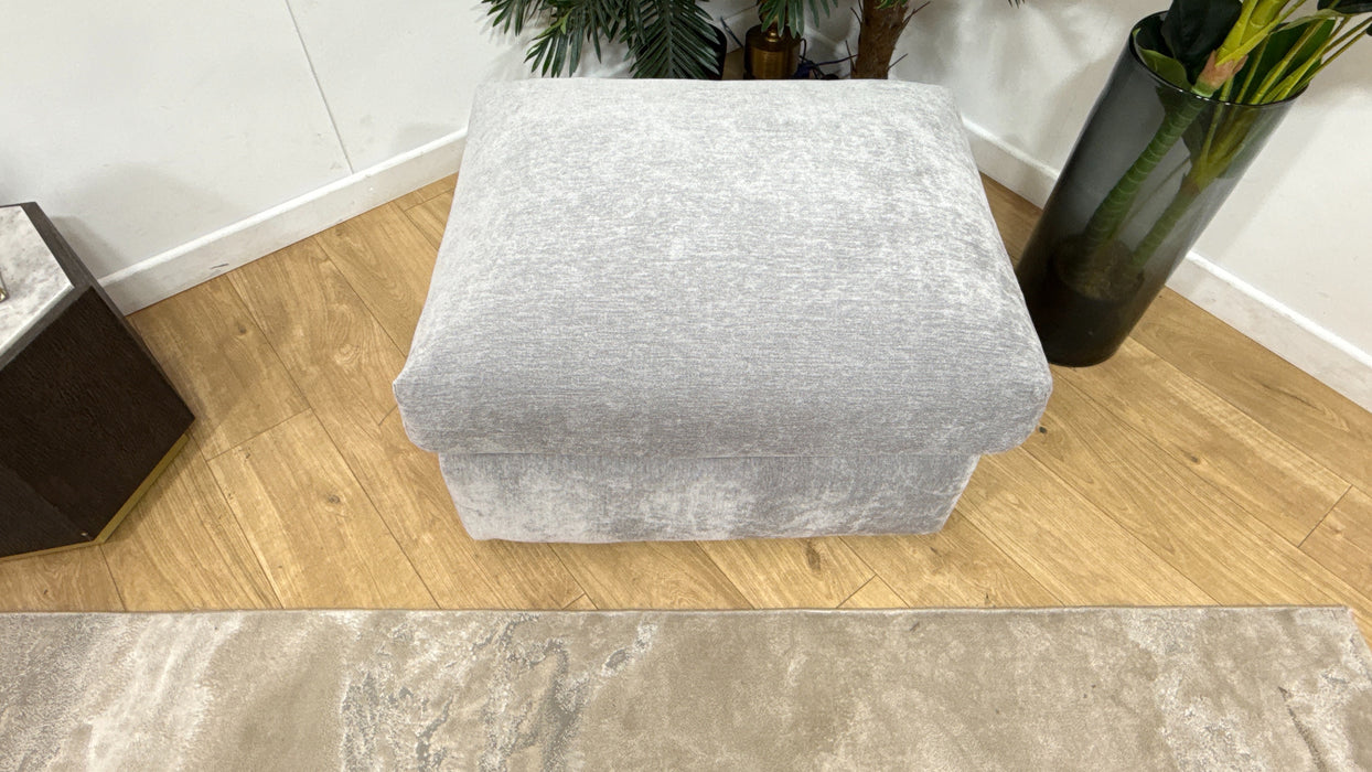 Sofology Georgio Fabric Designer Footstool Extra Flex Interior in Lifestyle Plush Chenille Silver