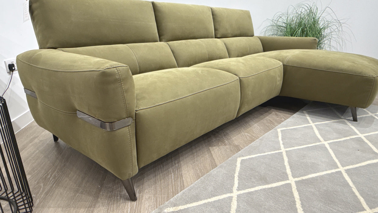 Sofology Arlington Fabric 3 Seater Chaise in Lifestyle Nubuck Feel Olive