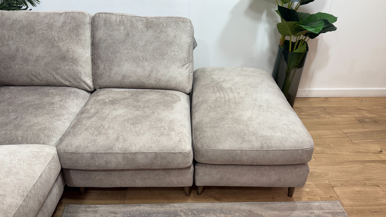 Sofology The Hackney Fabric 2 Corner 1 Chaise Memory Foam Seats in Lifestyle Dapple Fabric Stone Mix