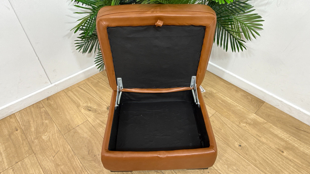 Sofology Laurence Leather Storage Footstool in Relaxed Embossed Cognac