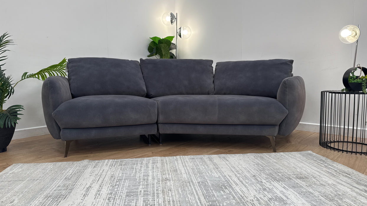 Sofology The Adler 3 Seater Asymmetric Fabric Sofa in Lifestyle Mottled Charcoal
