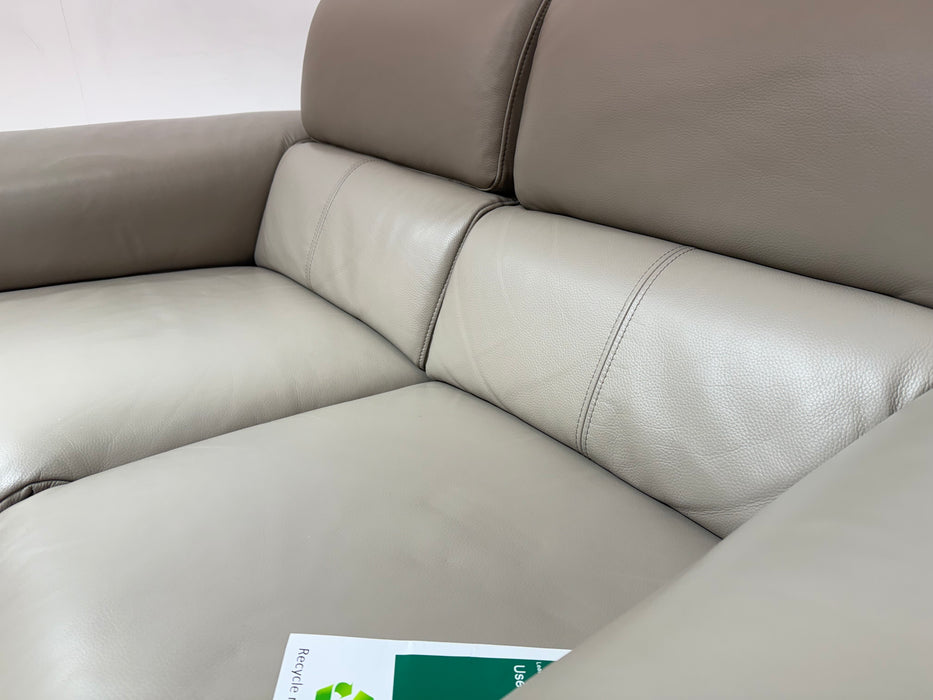 Sofology Fratelli Leather 2 Seater Power Recliner/Headrest in Trusty Embossed Stone