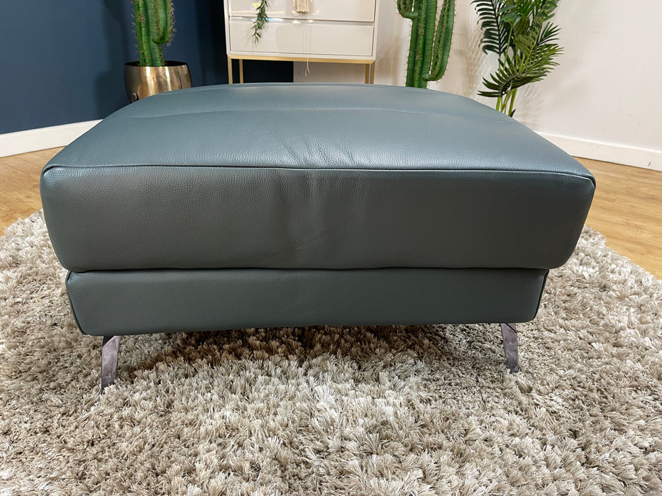 Renato Designer Footstool - Trusty Embossed Leather Peacock (WA2)