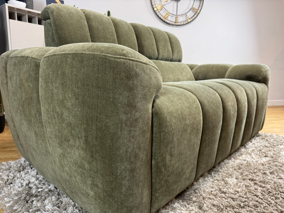 Nobu 2 Seater Power Recliner Power Headrest Fabric Olive Green (WA2)