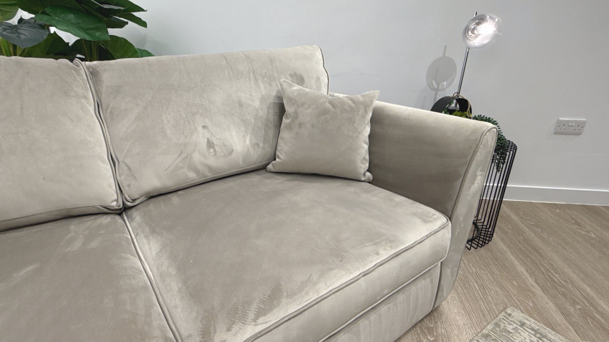 Sofology Keswick Fabric 3 Seater Sofabed Zoned Memory Foam Mattress in Deluxe Velvet Pebble