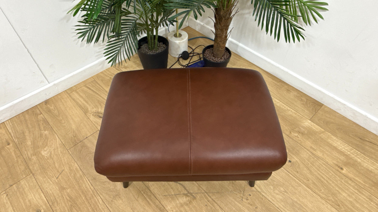 Sofology Adler Leather Designer Footstool in Relaxed Soft Brown