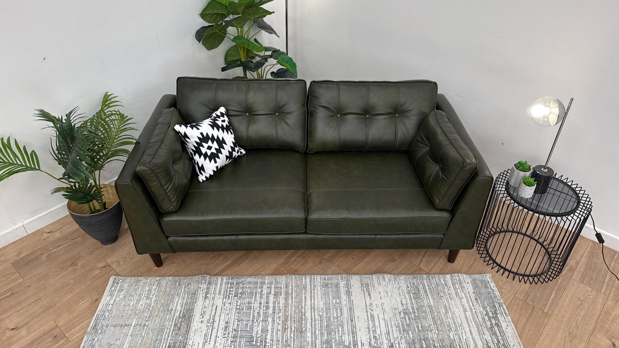 Cricket 3 Seater Sofa - Leather - Green Leather Mix