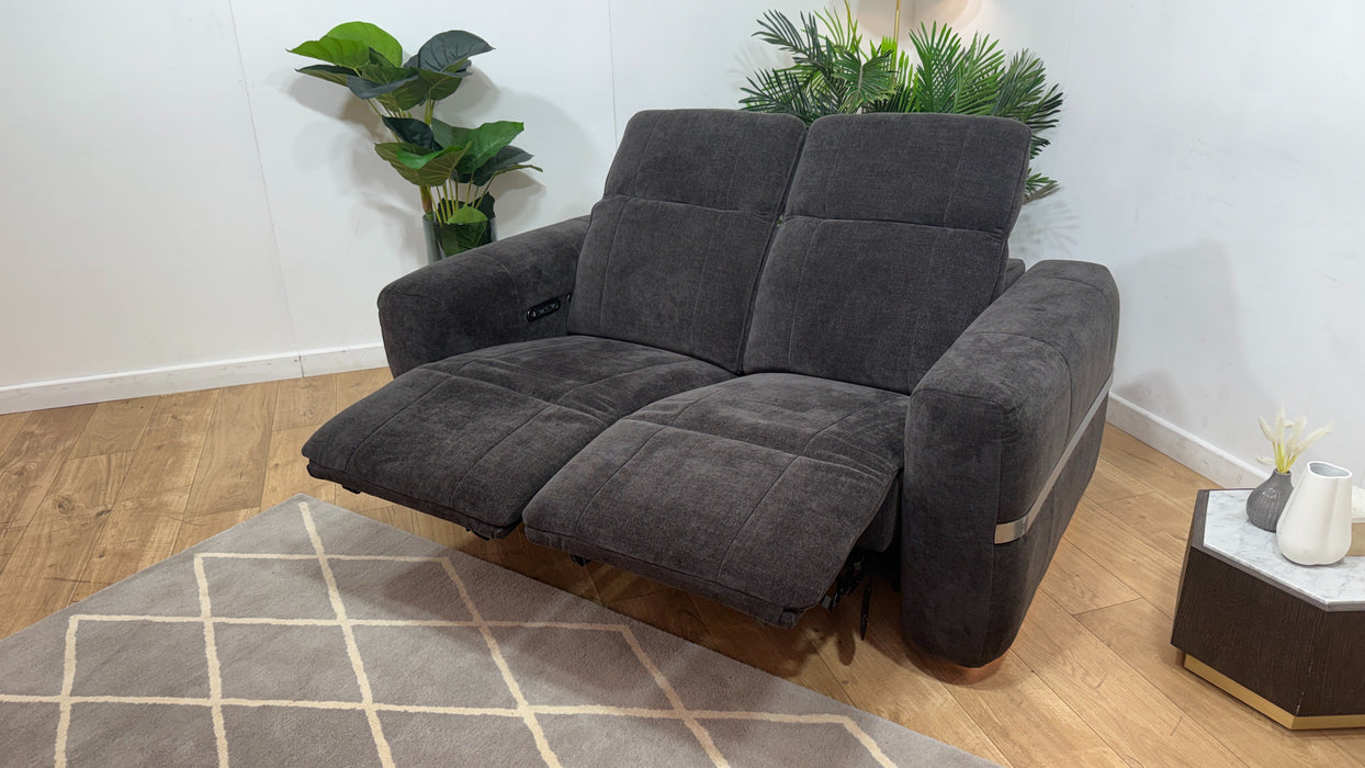 Sofology Lumiere Fabric 2 Seater Power Recliner/Headrest in Relaxed Chenille Raisin