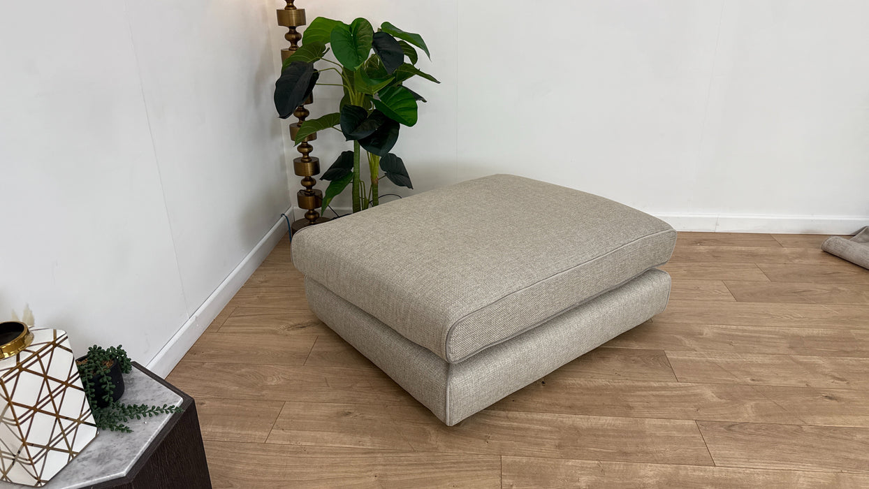 Sofology Sterling Fabric Designer Footstool in Chunky Woven Stone