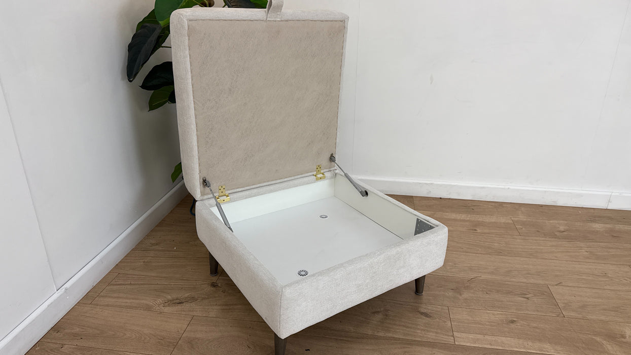 Sofology The Hackney Fabric Storage Memory Foam Footstool in Linen Look Chenille Mist