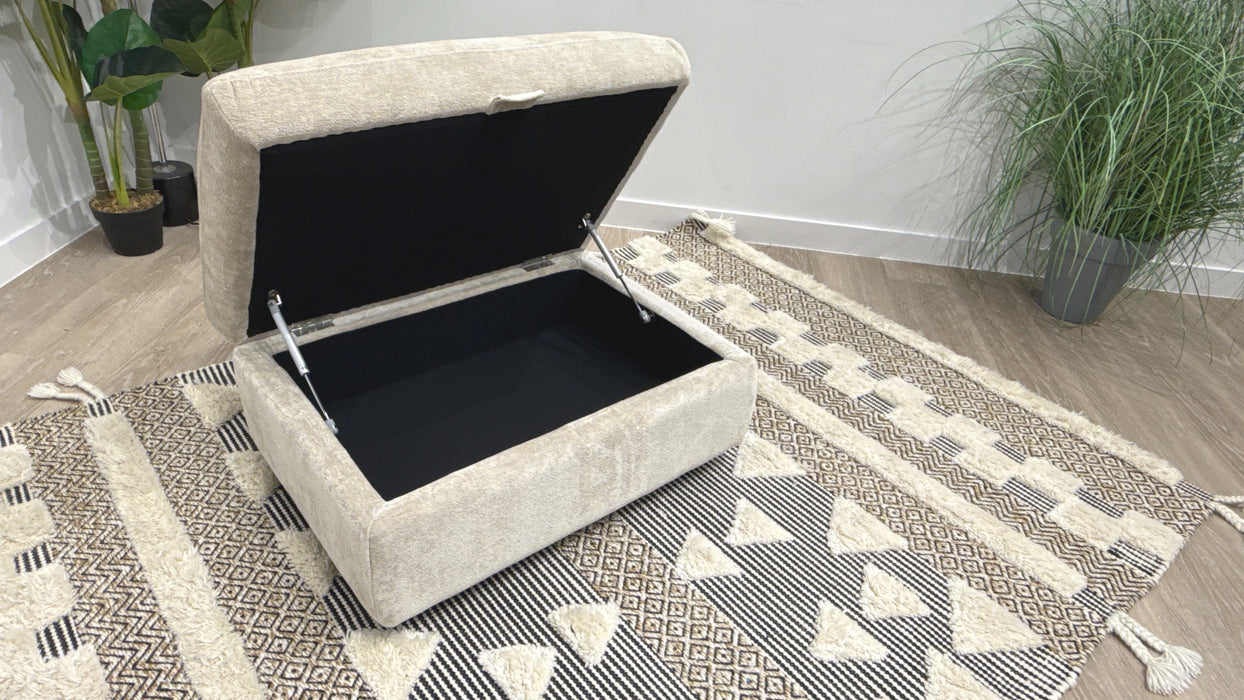 Sofology Hudson Fabric Storage Footstool in Luxury Sherpa Pebble