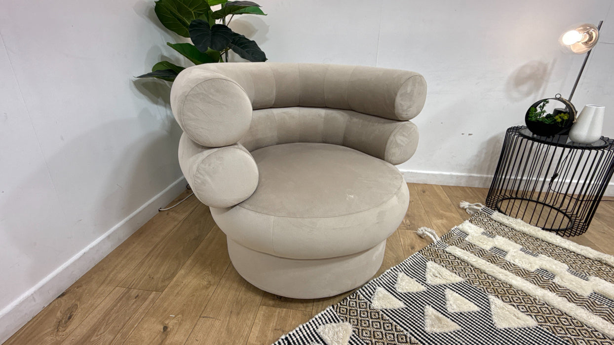 Sofology Fitzrovia Fabric Accent Swivel Chair in Matt Velvet Milk