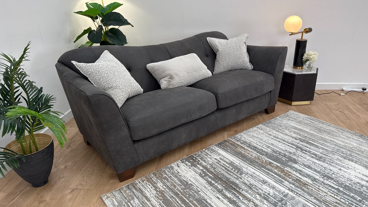 Bartello  3 Seater Sofa -  Leather - Charcoal/Pepper Mix