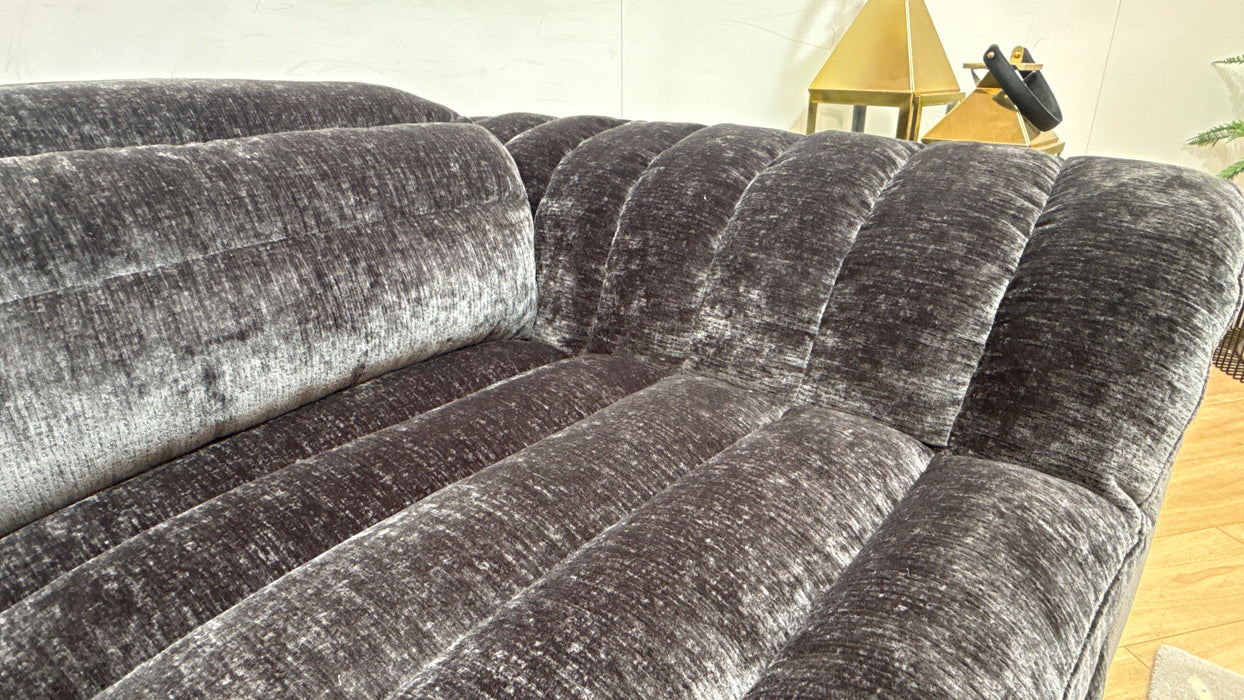 Sofology Olson Fabric 2.5 Seater Power Recliner/Headrest in Luxury Textured Chenille Anthracite