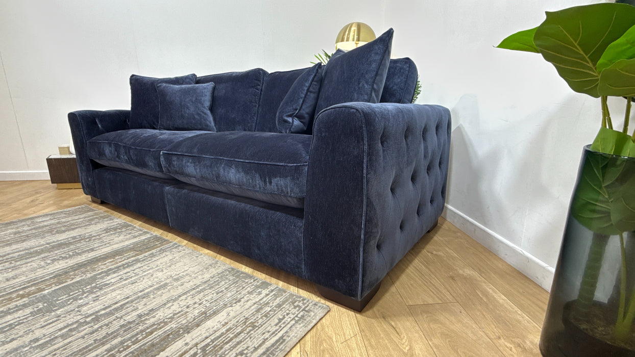 Sofology Valentina Fabric 4 Seater Split Foam/Fibre Seats Full Back in Luxury Deep Pile Chenille Denim
