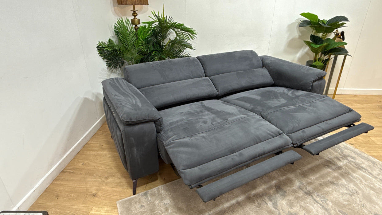 Sofology Fratelli Fabric 2.5 Seater Power Recliner/Headrest in Lifestyle Nubuck Feel Charcoal