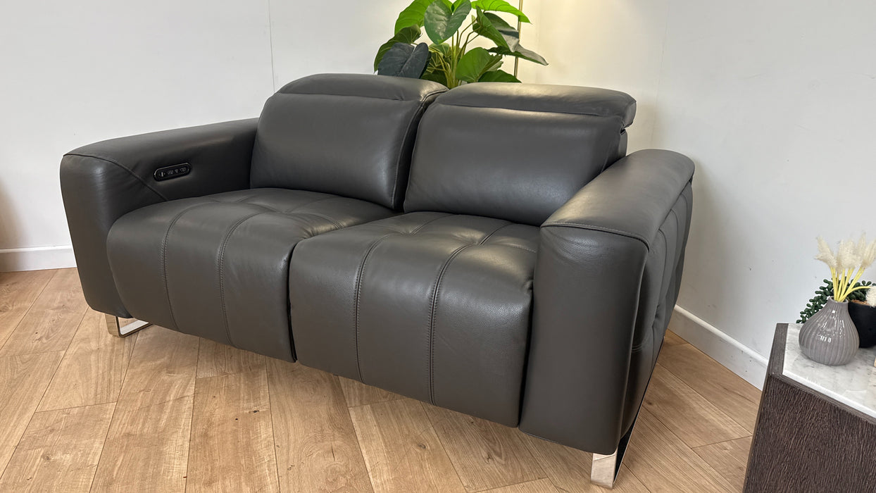 Sofology Marvella Leather Recliner 2 Seater in Charcoal