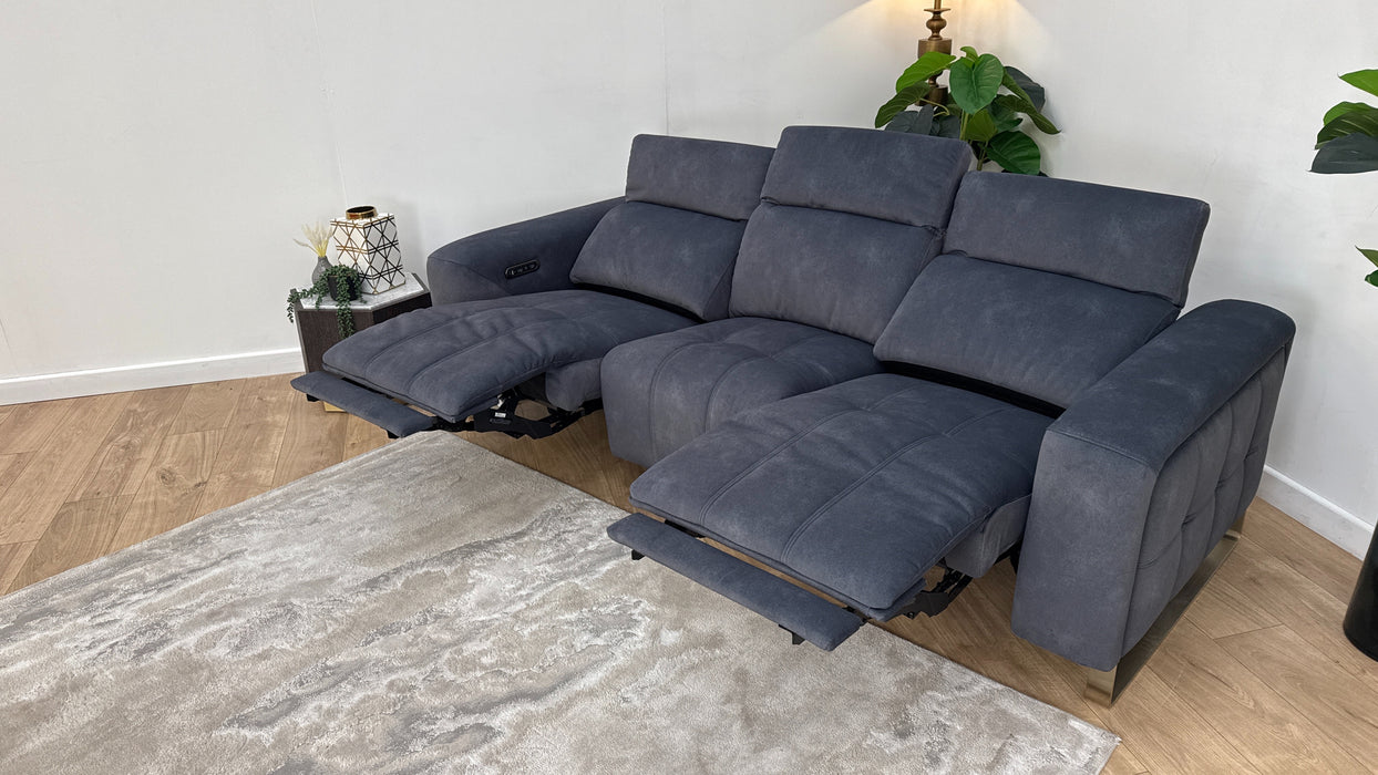 Sofology Marvella Fabric 3 Seater Power Recliner/Headrest in Lifestyle Flecked Charcoal