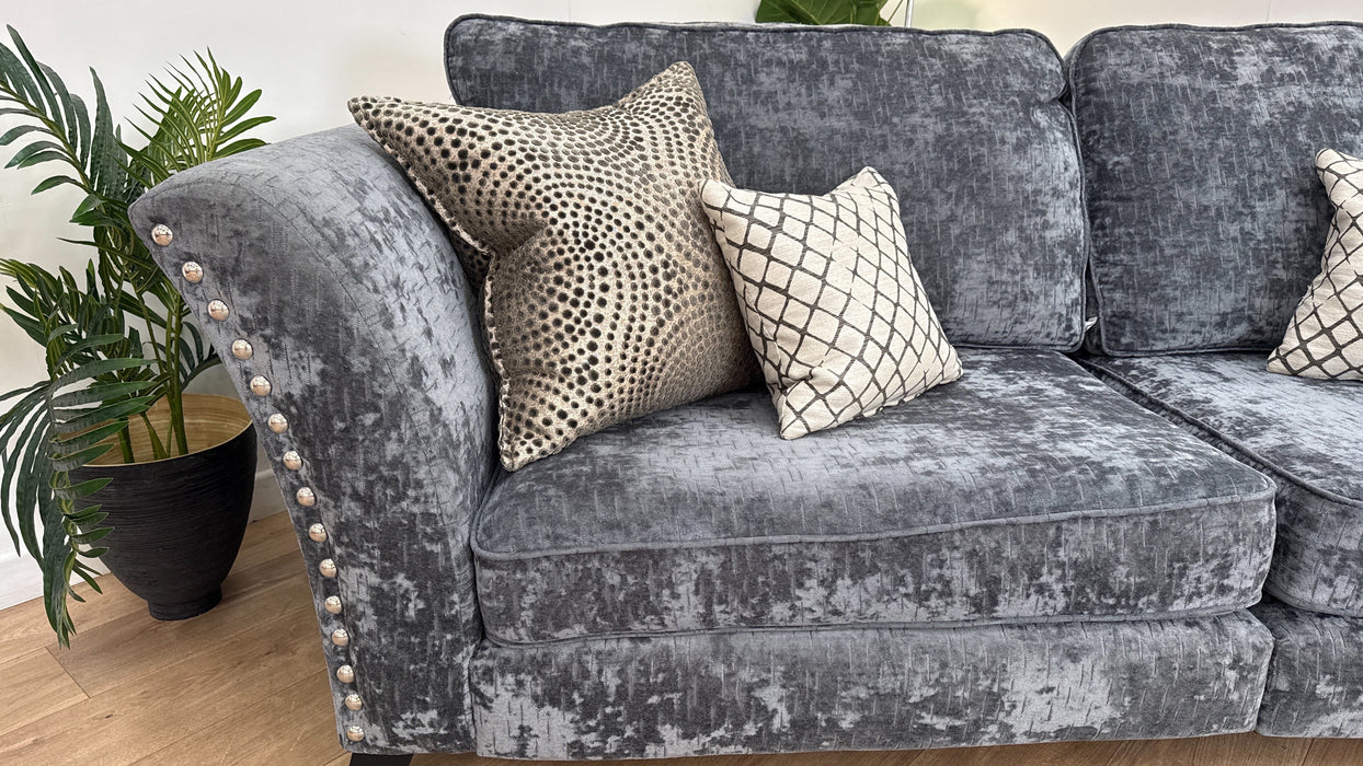Sofology Fairmont Fabric 4 Seater Split Full Back in Fairmont Charcoal Mix