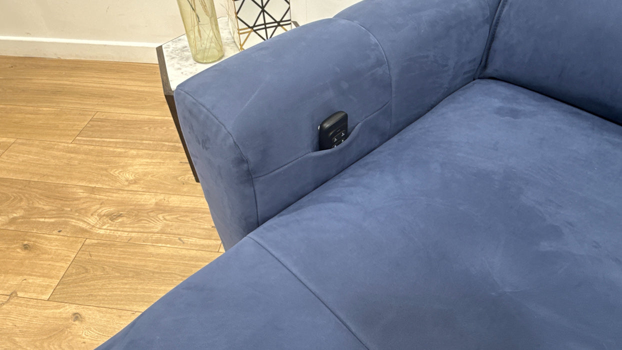 Sofology Sanctuary Fabric 3 Seater Double Power Chaise Power Motion Back in Lifestyle Nubuck Feel Navy