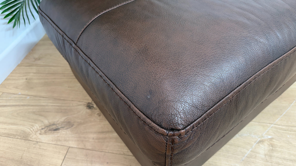 Sofology Linara Leather Footstool in Virginia Brown