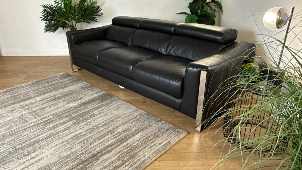 Sofology The Torres Leather 4 Seater in Jet Black