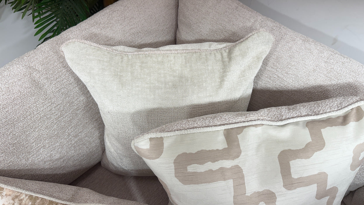 Sofology Westwood Fabric 3 Corner 1 Gold Trim in Soft Boucle Blush Mix
