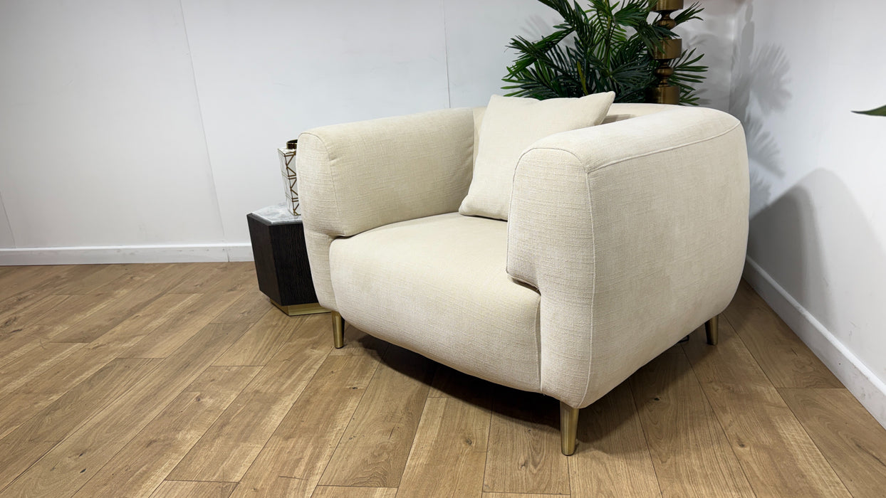 Sofology Nuvole Fabric Chair in Casual Chenille Ivory