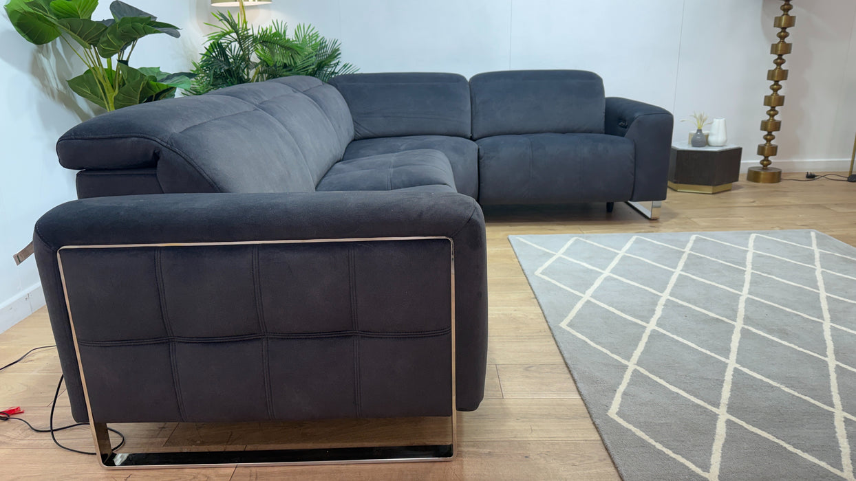 Sofology Marvella Fabric 3 Corner 1.5 Power Recliner/Headrest in Lifestyle Flecked Anthracite