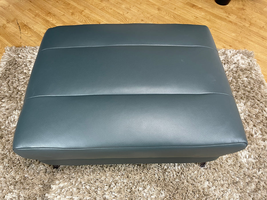 Renato Designer Footstool - Trusty Embossed Leather Peacock (WA2)