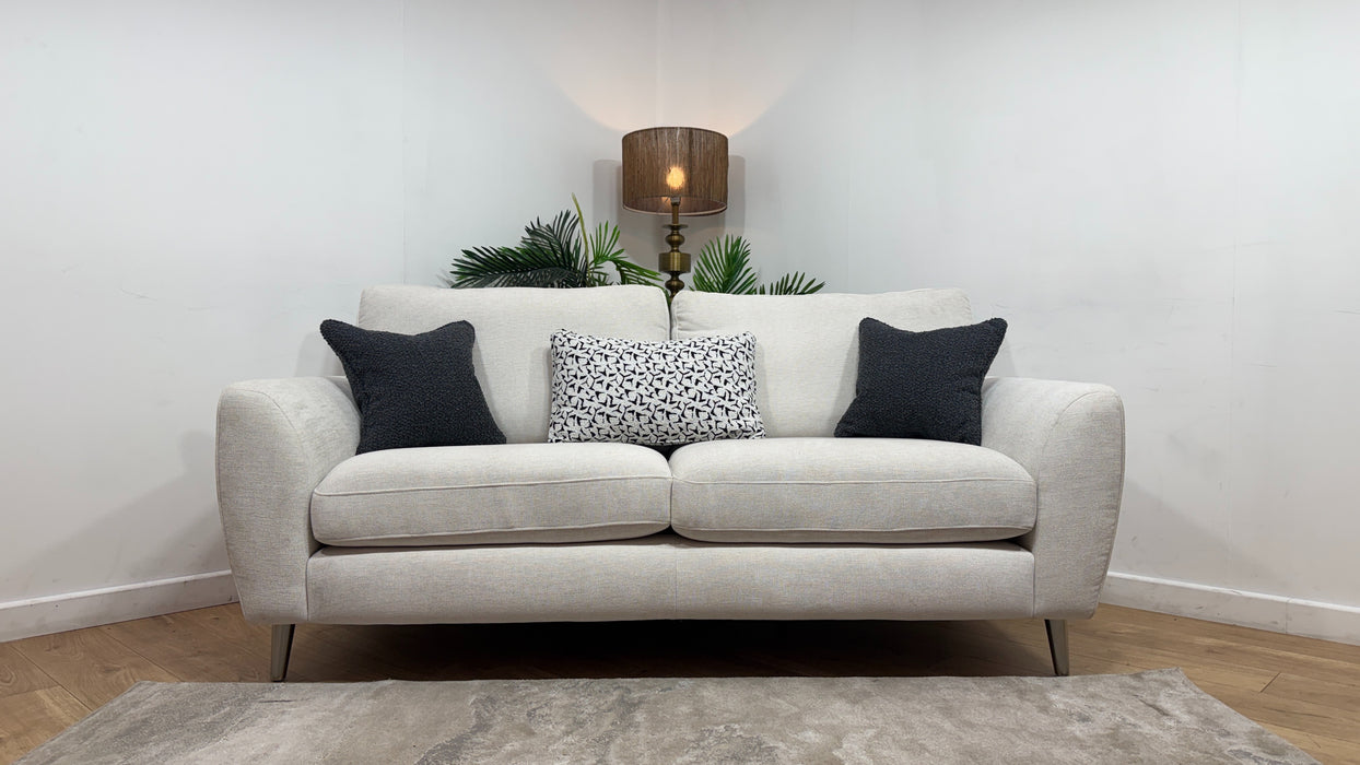 Sofology Hackney Fabric 3 Seater Sprung Seats in Linen Look Chenille Mist Mix