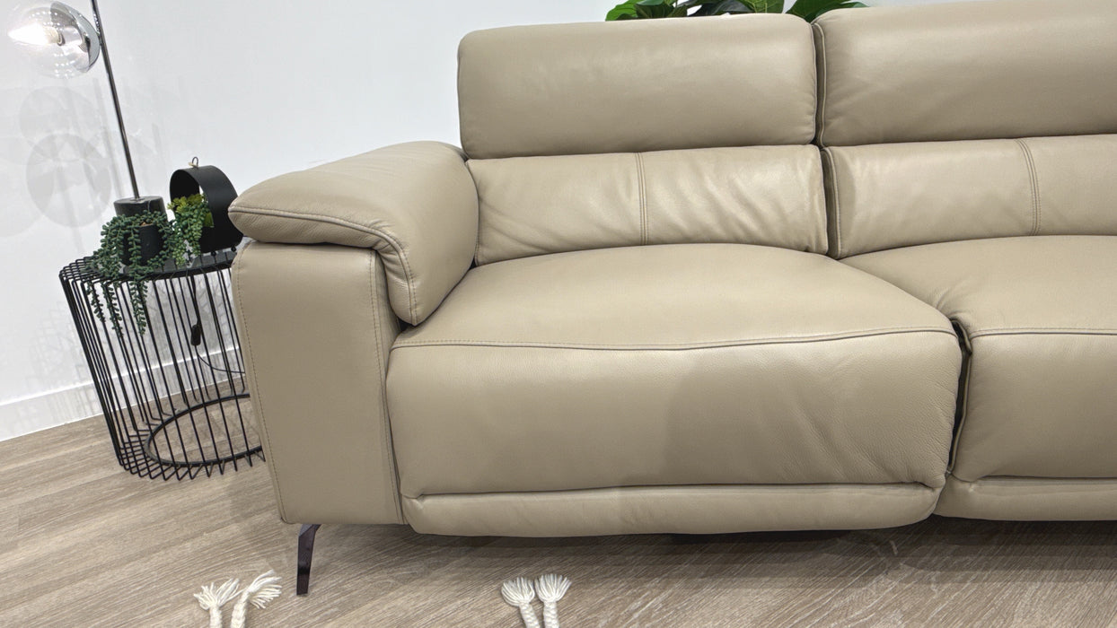 Sofology Fratelli Leather 2.5 Seater Power Recliner/Headrest in Trusty Embossed Stone