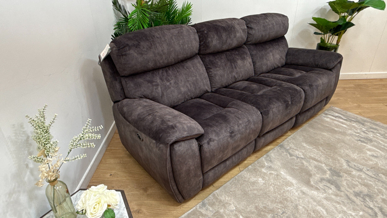 Sofology Radleigh Fabric 3 Seater Power Recliner x 3 in Washed Velvet Charcoal
