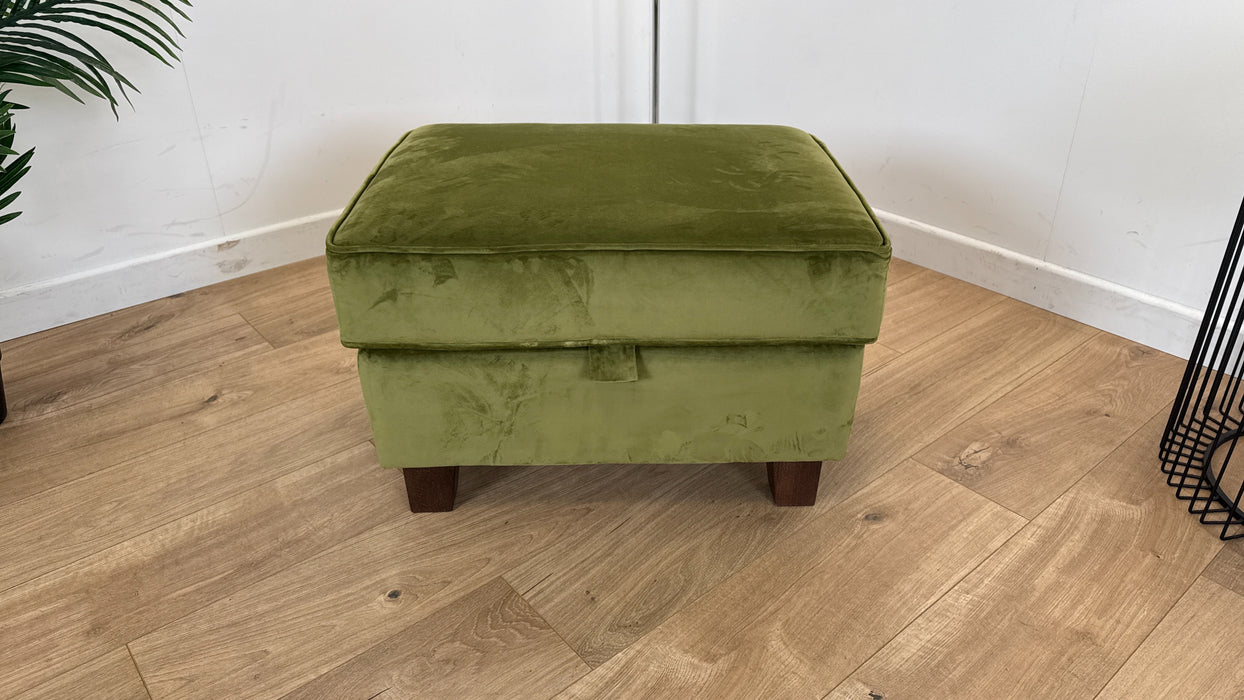 Canterbury  - Fabric Storage Footstool - Velvet Green