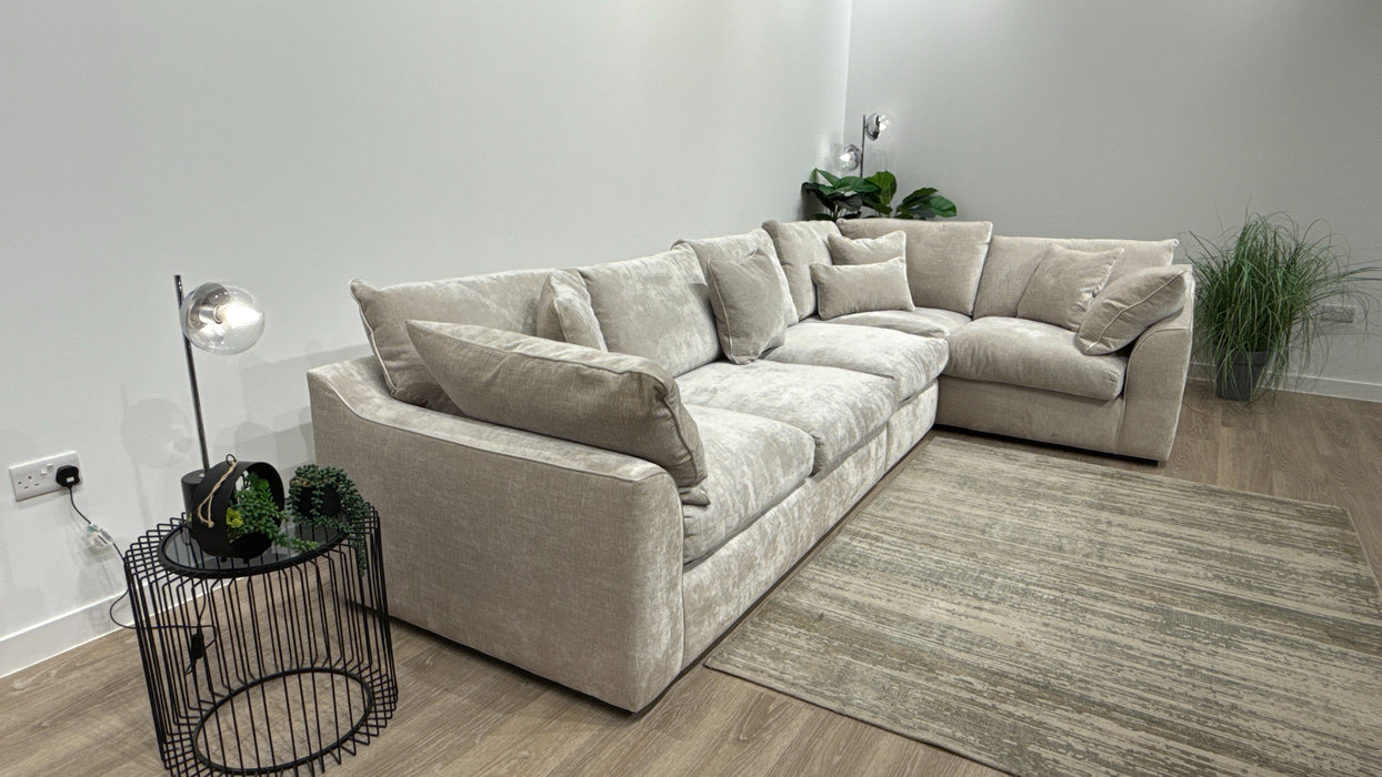 Sofology Georgio Fabric 3 Corner 1 Feather Flex Seats in Luxe Chenille Oyster Mix